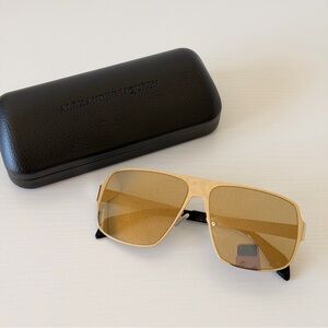 New! Alexander McQueen Gold Sunglasses, AM0279S 004, Authentic